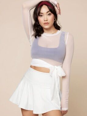 NWOT POPFLEX Active Bow Back Mesh Reversible Long Sleeve Top